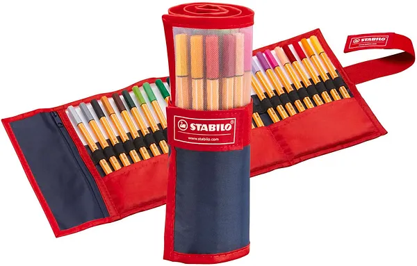 Marcadores Fineliner STABILO point 88 0.4 mm, 25 Colores con Estuche Enrollable