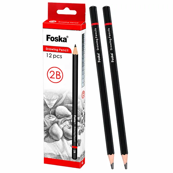 Lápices de Grafito 2B para Dibujo Foska QB043, 12 pcs