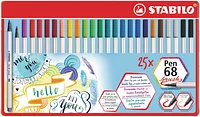 Marcadores Punta Pincel Premium STABILO Pen 68 Brush, 25 Colores