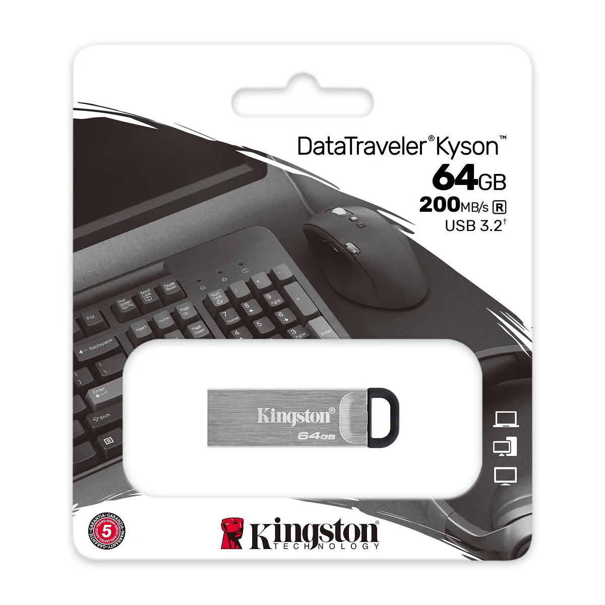 Memoria USB 3.2 de 64GB 200MB/s - Kingston DataTraveler Kyson